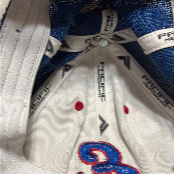 Red and Blue Baseball Cap with Embroidered E Logo - Picture 6 of 7